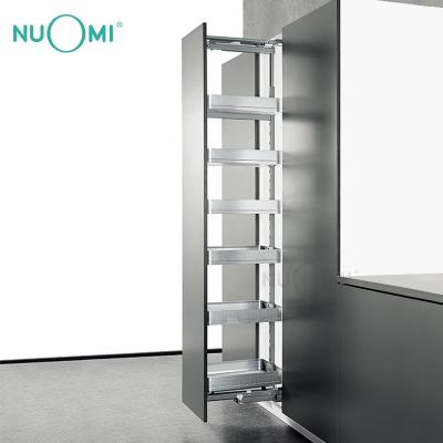 China NUOMI ALPHA Series Aluminum Alloy Modern Basket Soft Narrow Rotating Tall Unit Pull Out Pantry Organizer Kitchen Storage for sale