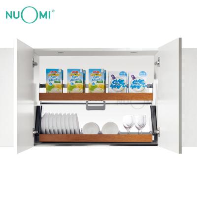 China 2020 Soft Stop NUOMI New Mirage Cupboard Lifter Dish Rack Pull Down Shelf Kitchen Storage For Cabinet for sale