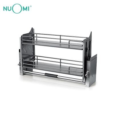 China Noble Retro Fit NUOMI Majaz Load-Rating Style Lower Shelf Cabinet Lift Basket Kitchen Storage for sale