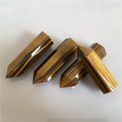 China China Natural Crystal Tiger Eye Stone Quartz Wands Healing Point Tricks Tigers Eye Crystal Therapy Stones for sale