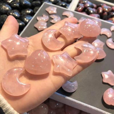 China China Factory Price Hand Carved Rose Quartz Crystal Star Natural /moon/Heart Hand Carved for sale