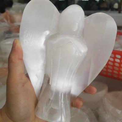 China China Wholesale Natural Crystal Gemstone Carving Crystal Figurines Selenite Angel Crystal Angel for sale