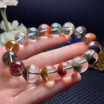 China High Quality Natural Colored Crystal Green Flower Europe Pearl Ghost Garden Quartz Gemstone Bracelet Ghost Bracelets Jewelry for sale