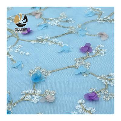 China New Arrival Sustainable Ready Wholesale Goods Floral Applique 3d Embroidery Tulle for sale