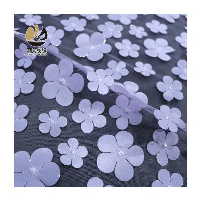 China Viable OEM Accept Ready Goods Woven Dress Multicolor Flower Embroidery Tulle Fabric for sale