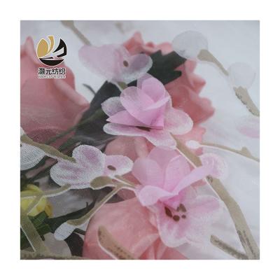 China Viable OEM Accept New Arrival Big Flower Rose Embroidery Tulle Applique for sale