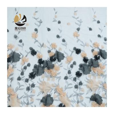 China Viable High Quality Fashion Applique Flower Embroidery Tulle Fabric for sale