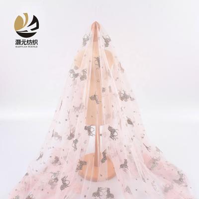 China Other Illustrious Glitter High Quality Animal Mesh Star Print Tulle Soft Printing Textile Fabrics for sale