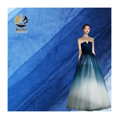 China Other High Quality Royal Blue Gradient Soft 100 Polyester Birds Eye Tulle Mesh Net Fabric For Girl's Dress for sale