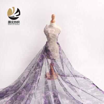 China Other Ready Design 100 Polyester Nice Purple Mesh High Quality Camouflage Net Goods Fabric For Girl Dress for sale