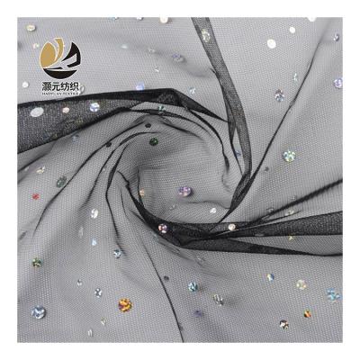 China Other China Best Price Design High Quality Black Glitter Sequin Tulle Fancy Fabric For Women Dress for sale