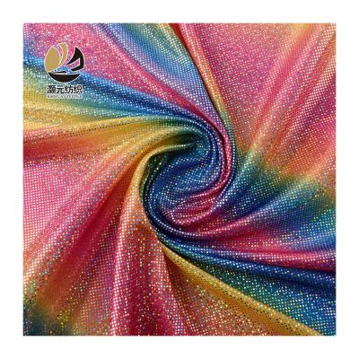 China Other wholesale laser spot high quality silver rainbow colored apparel knitting fabric for clothes for sale