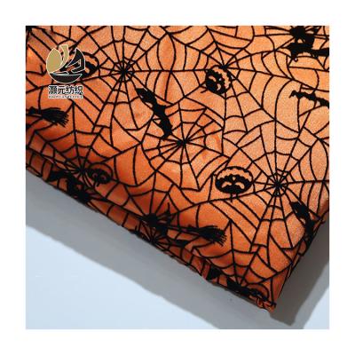 China Other High Quality Soft Orange 50D Halloween Spider Web Costume 100% Polyester Knitting Fabric For Dress for sale