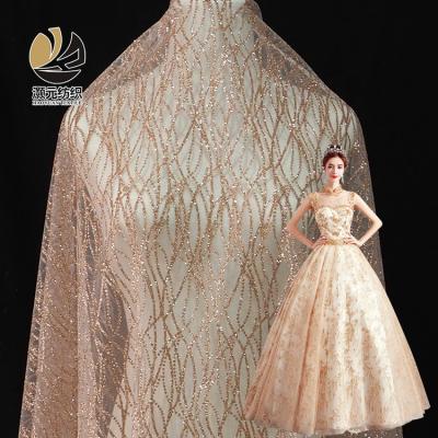 China Others prepare goods champagne veil wedding dress new beautiful shinny sequins sparkle Tulle for sale