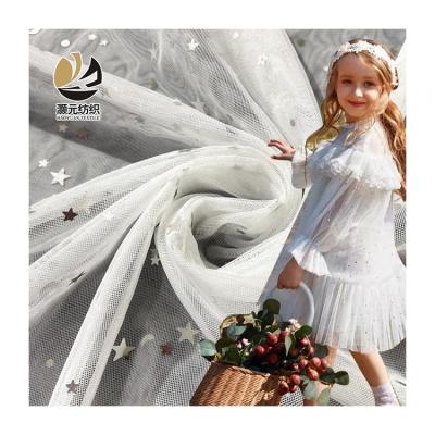 China Ready Sequins Goods Stars Color Simple Tulle Fabric Breathable Polyester Soft Skin-Friendly For Kids Skirt for sale