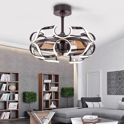 China With Light Modern Decorative Scandinavian Style LED Bedroom Dining Room Ceiling Fan Invisible Home Lighting for sale