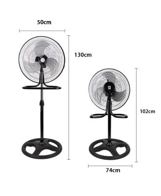 China 3 in 1 Aluminum 18 Inch Large Pedestal Electric Cooling Home Standing Fan with Motor Cross Copper Base for sale