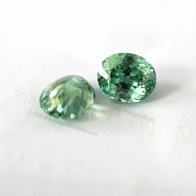 China Oval Zircon Tourmaline Green Loose Gems for sale