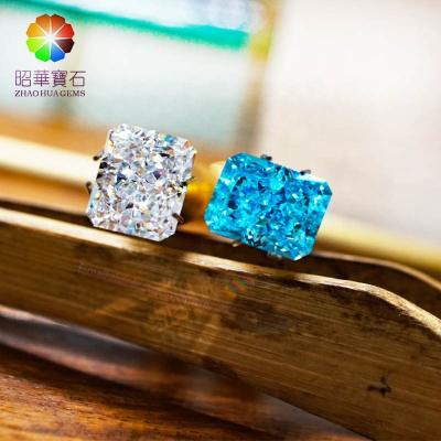 China Super Brilliant Radiating Synthetic Zircon Gems Diamond Rectangular Cut Ice Cut Loose Gems for sale