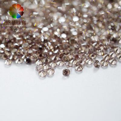 China Cheapest Synthetic Light Brown Round Zircon Diamond 3A Zircon Gemstone Stones Zircon Cheap Price for sale