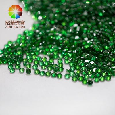 China Green CZ Gemstone Synthetic Zircon Round Loose Gemstone Round Zircon Stones Price for sale