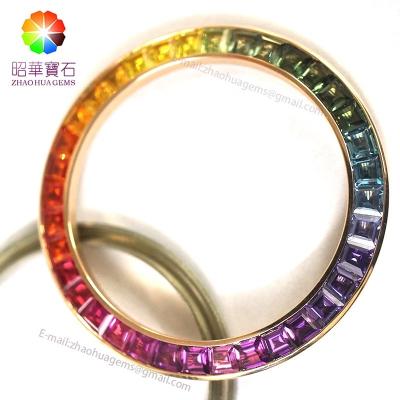 China Rainbow Corundum Color Dial Sapphire Trapezium Synthetic Loose Gemstone Synthetic Gemstone for sale