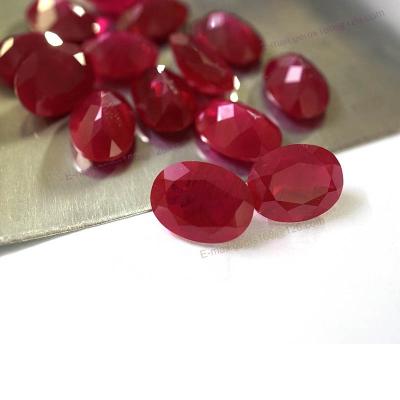 China Wholesale Opaque Red Oval Loose Gemstone Corundum Synthetic Opaque Ruby for sale