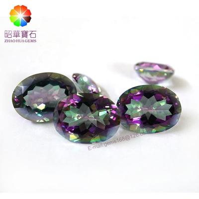 China Loose Iridescence Gemsote / Iridescent Natural Mystical Oval Floral Natural Quartz Cut Gemsote for sale