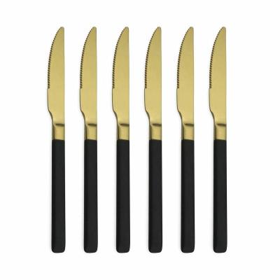 China 6 pcs Non-variable black and gold steak knife for sale