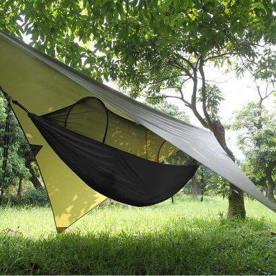 China Waterproof Camping With Tarp Net Stand Portable Hanging For Outdoor Rain Tree Tents Fly Swing Bed 1 Hammock Waterproof Black Tent for sale