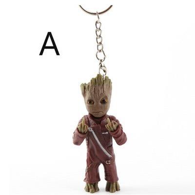 China Plastic Mini Baby Groot Figures Movie Guardians Of The Galaxy Key Chain Pendant Model Toy Best Gifts for sale