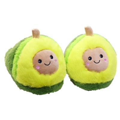 China 2020 Newest Indoor Adult Avocado Plush Slipper Food Avocado Plush Home Floor Slippers, Avocado Plush Slippers for sale