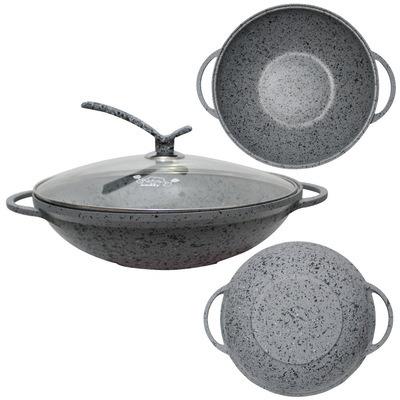 China Sustainable granite two-ear wok stick cookware set restaurant cookware non sets camping cookware set for sale