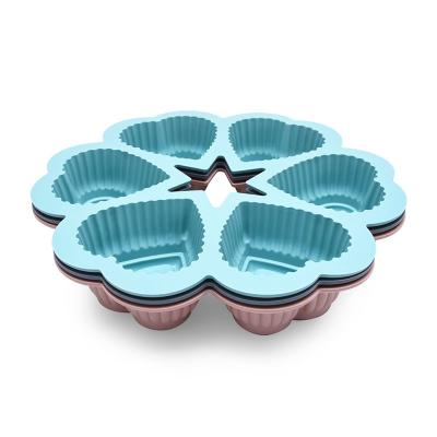 China Stocked 6 Heart Shaped Silicone Cake Molds Creative Baking French Pastries DIY Personalized Molds For Kitchen Use for sale