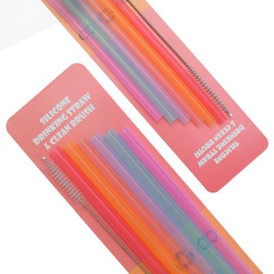 China Recyclable Silicone Seamless Portable Transparent Silica Gel Straw Reusable for Food Grade Beverage Juice Straw for sale