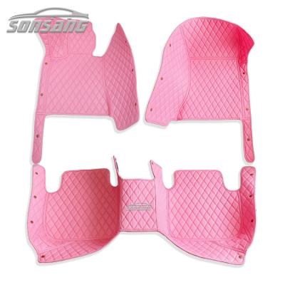 China 3D 5D Diamond Car Floor Mats Anti Slip Car Foot Leather Wholesale Color Waterproof/Dustproof/Non-Slip/Easy to Clean Pink for sale