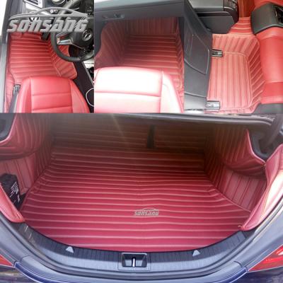 China Customized durable waterproof/dustproof/non-slip/easy to clean carbon fiber leather car foot mat 3D 5D car floor mats red car mats for sale