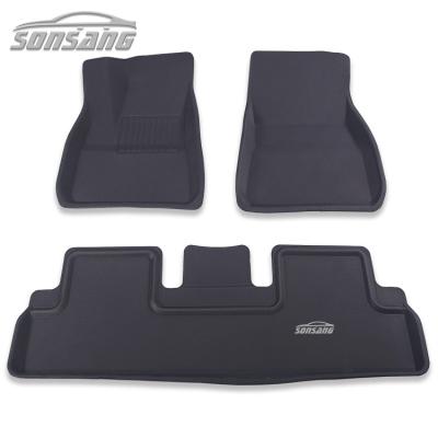 China SONSANG Pattern Full Set TPR Strip Rubber Car Floor Mats Waterproof/Dustproof/Non-Slip/Easy Clean 3 Black for sale