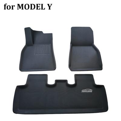 China Waterproof/Dustproof/Non-Slip/Easy Clean Floor Mats For Tesla Model Y 2021 TPR Single Black All-Weather Full Set Liners for sale