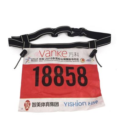 China Custom Running Number Bibs Reflective Running Holder Belt with Gel Holders Bag Marathon Triathlon Running Number Running Belt for sale