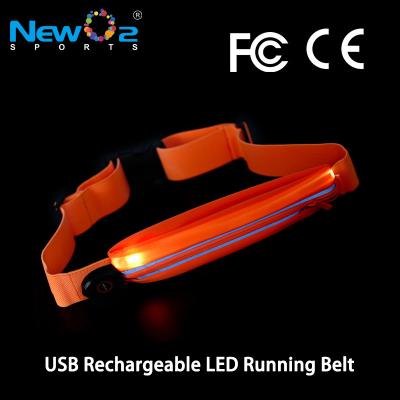 China Wholesale USB Charging LED Light Pocket Waist Running Flashing Belt for sale