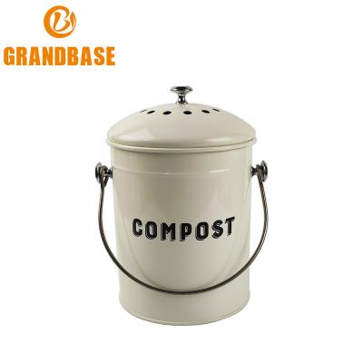 China Viable White Indoor Kitchen Compost Bin Waste Trash Can Disposal Trash Can for sale