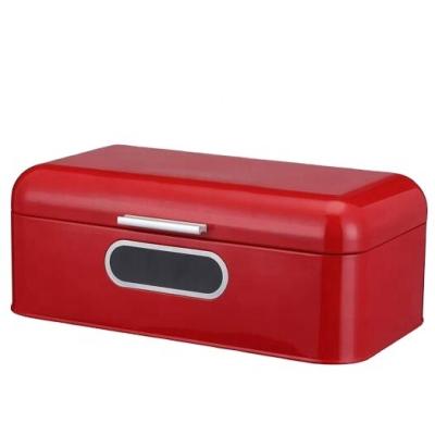 China Freshness Keeping Metal Window Rectangle Bread Bin For Kitchen Countertop Food Storage Container Bread Dry Storage Bin for sale