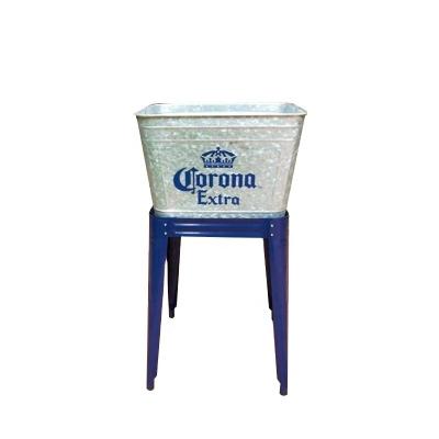 China Durable Custom Galvanized Metal Ice Bucket Champagne Beer Beverage Bucket Party Tub With Stand for sale