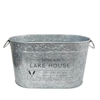 China Sustainable Customized Champagne Ice Bucket Beer Tub Galvanized Large Metal Ice Barrel Ice Bucket for sale