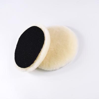 China 2021 New Longevity Car Beauty Polishing Natural Fur Ball Rabbit Disc Wool Backing Self-adhesive Polish Pad for sale