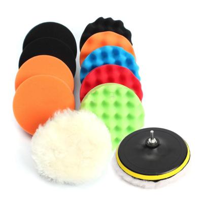 China Strong Longevity 11PCS 3-7 Inch Car Waxing Foam Polish Pad Sponge Pad Wool Polishing Pad For Car for sale