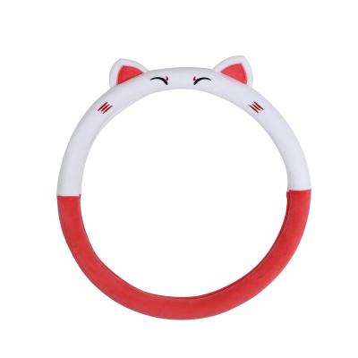 China Factory Supply Fortune Cat Car Durable Non-slip Steering Wheel Cover Wheel Cover By Plush Car Hand Cover for sale