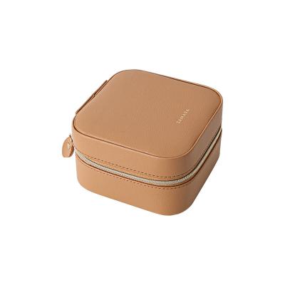 China Handmade PU Leather Jewelry Storage Box Girl Portable Jewelry Case Travel Jewelry Organizer for sale