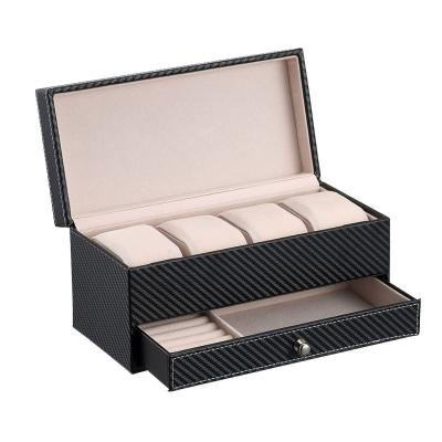 China Handmade Type 4 Seater Watch Leather New Men's Business Drawer Storage Box for sale